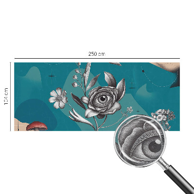 Bedroom wall mural wallpaper with a floral eye motif