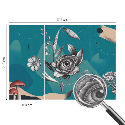 Bedroom wall mural wallpaper with a floral eye motif