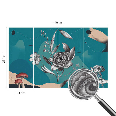 Bedroom wall mural wallpaper with a floral eye motif