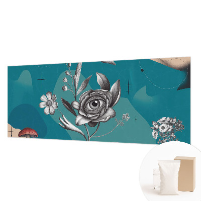 Bedroom wall mural wallpaper with a floral eye motif