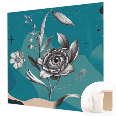 Bedroom wall mural wallpaper with a floral eye motif