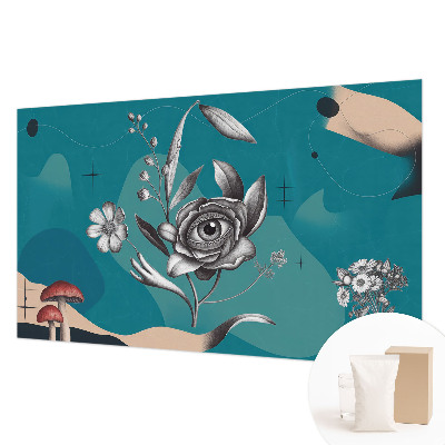 Bedroom wall mural wallpaper with a floral eye motif