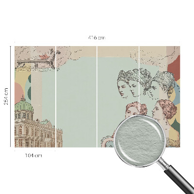 Wallpaper mural for living room classic collage design