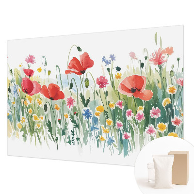 Large wall mural with a summer meadow design