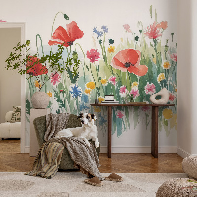 Large wall mural with a summer meadow design
