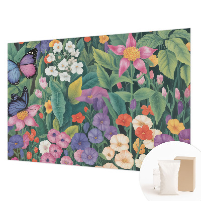 Large wallpaper mural with a floral explosion design