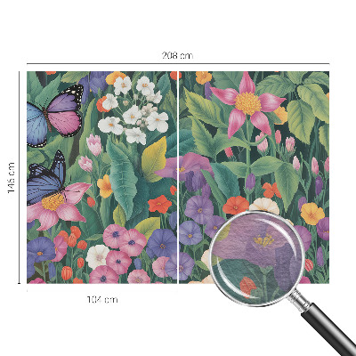 Large wallpaper mural with a floral explosion design