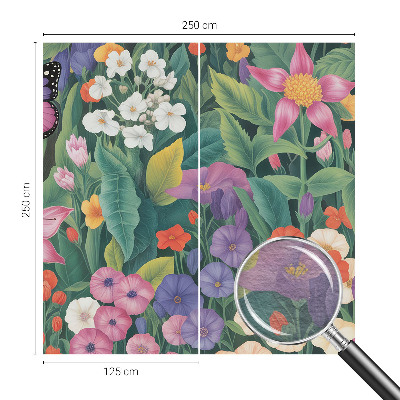 Large wallpaper mural with a floral explosion design