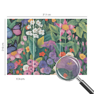 Large wallpaper mural with a floral explosion design