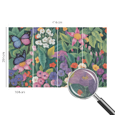 Large wallpaper mural with a floral explosion design