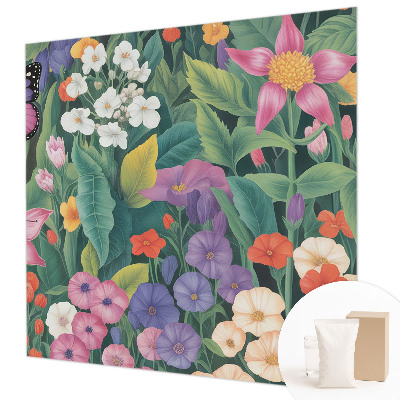 Large wallpaper mural with a floral explosion design