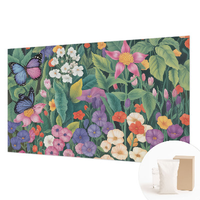 Large wallpaper mural with a floral explosion design