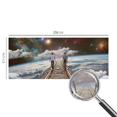Large wall mural wallpaper featuring a space journey design