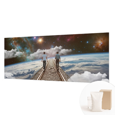 Large wall mural wallpaper featuring a space journey design