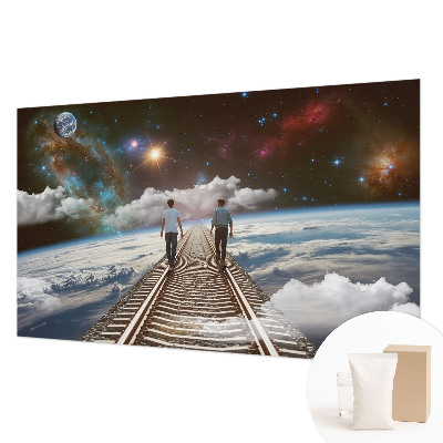 Large wall mural wallpaper featuring a space journey design