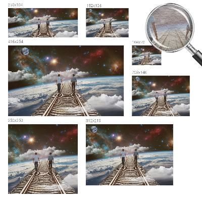 Large wall mural wallpaper featuring a space journey design