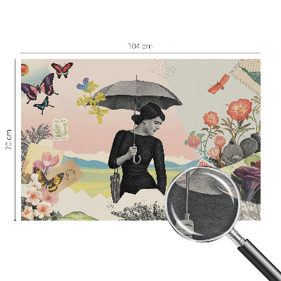 Custom size wall mural with a romantic collage design