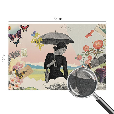 Custom size wall mural with a romantic collage design