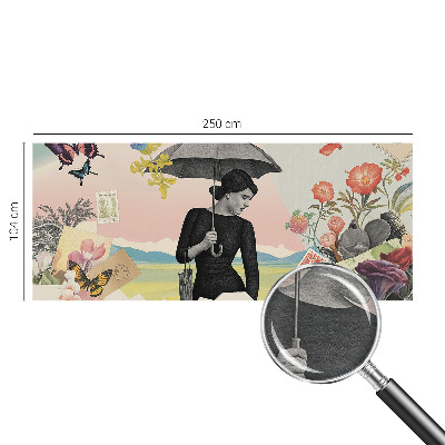 Custom size wall mural with a romantic collage design