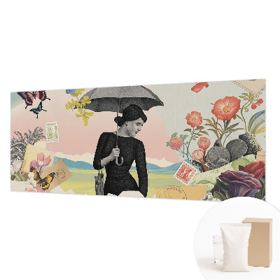 Custom size wall mural with a romantic collage design