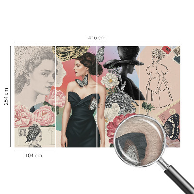 Modern wall mural for bedroom Flowers and portraits