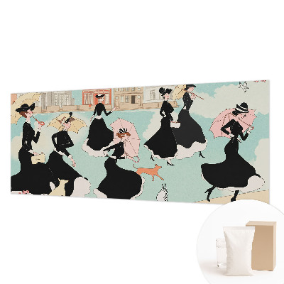 Modern wall mural featuring women walking