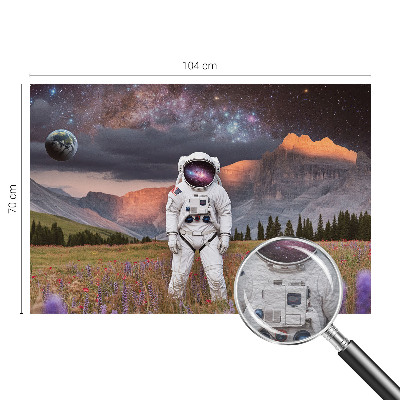 Modern wall mural for bedroom featuring a cosmic landscape design
