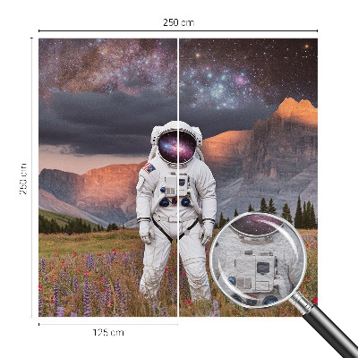 Modern wall mural for bedroom featuring a cosmic landscape design