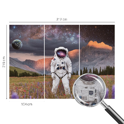 Modern wall mural for bedroom featuring a cosmic landscape design