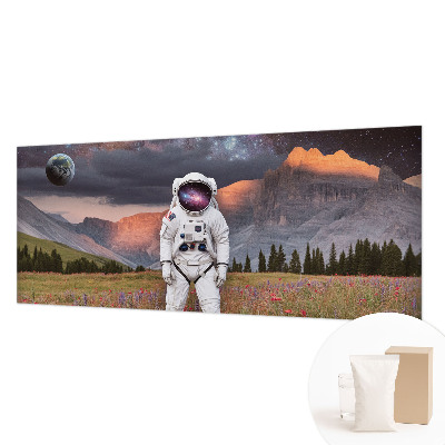 Modern wall mural for bedroom featuring a cosmic landscape design