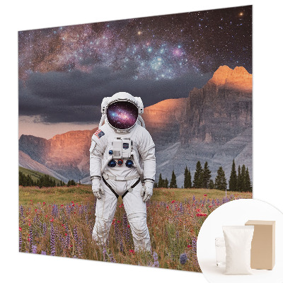 Modern wall mural for bedroom featuring a cosmic landscape design