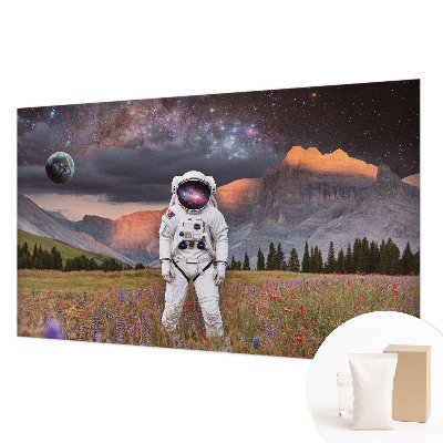 Modern wall mural for bedroom featuring a cosmic landscape design