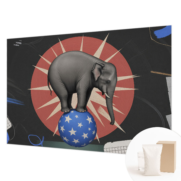 High quality wall mural wallpaper with a circus elephant design