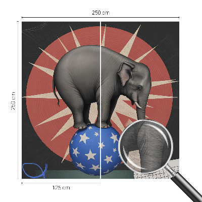 High quality wall mural wallpaper with a circus elephant design