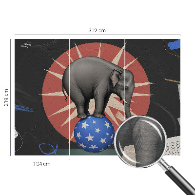 High quality wall mural wallpaper with a circus elephant design
