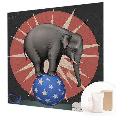 High quality wall mural wallpaper with a circus elephant design