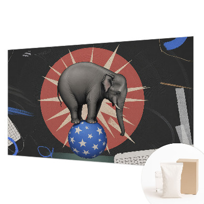 High quality wall mural wallpaper with a circus elephant design