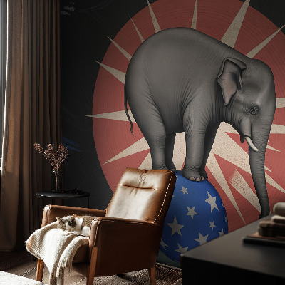High quality wall mural wallpaper with a circus elephant design