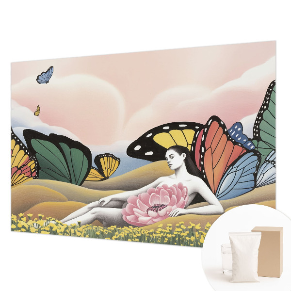 Premium wall mural for bedroom with a butterfly meadow design