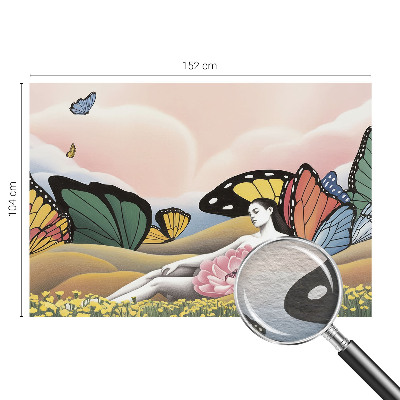 Premium wall mural for bedroom with a butterfly meadow design