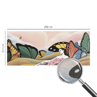 Premium wall mural for bedroom with a butterfly meadow design