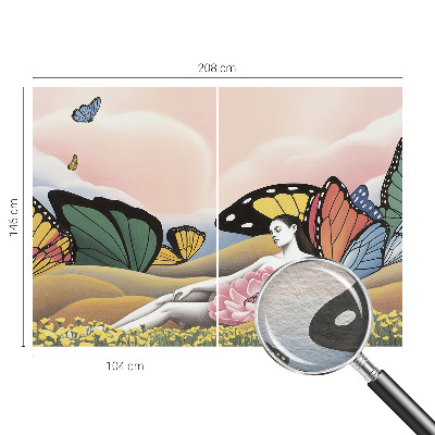Premium wall mural for bedroom with a butterfly meadow design