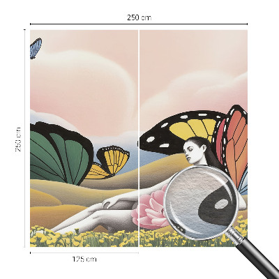 Premium wall mural for bedroom with a butterfly meadow design