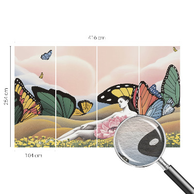 Premium wall mural for bedroom with a butterfly meadow design