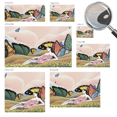 Premium wall mural for bedroom with a butterfly meadow design