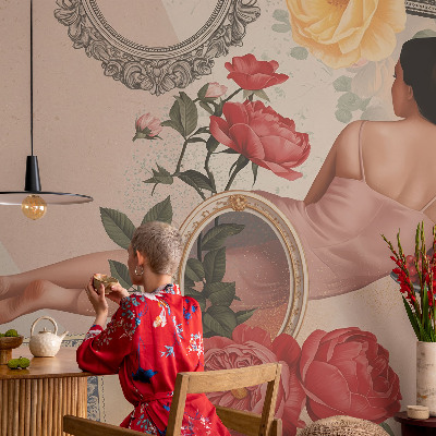 Premium photo wallpaper with a floral elegance design