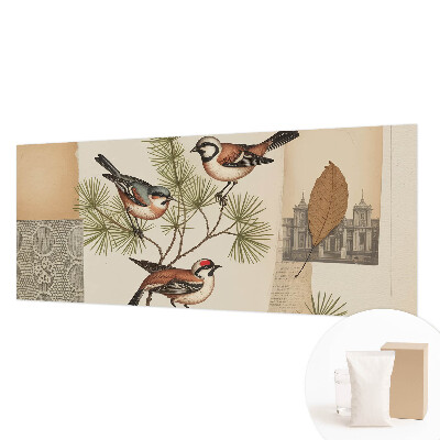 Decorative wall mural for living room with a collage of birds