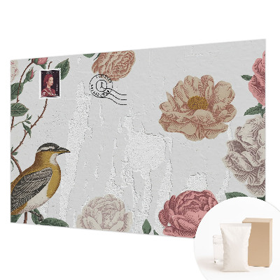 Non-woven wall mural with a vintage floral design