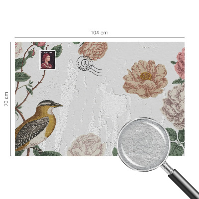 Non-woven wall mural with a vintage floral design