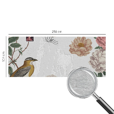 Non-woven wall mural with a vintage floral design